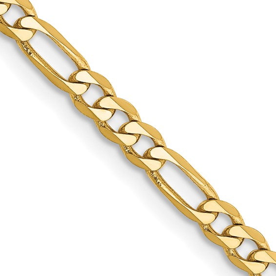 14k 3.00mm Flat Figaro Chain