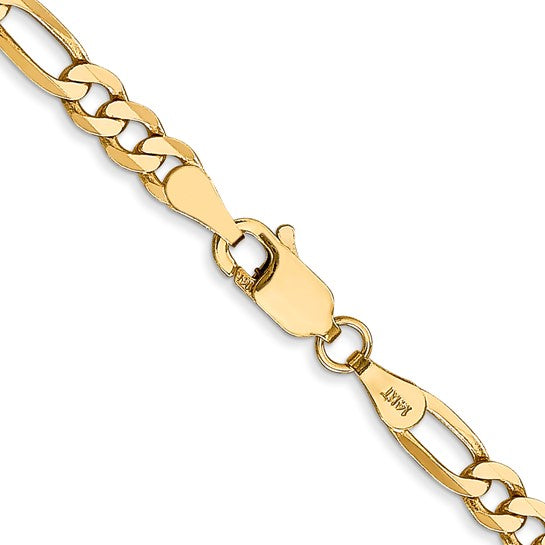 14k 4mm Flat Figaro Chain