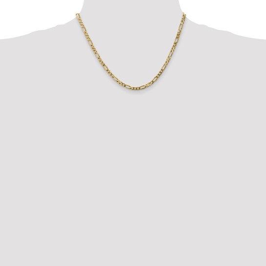 14k 4mm Flat Figaro Chain