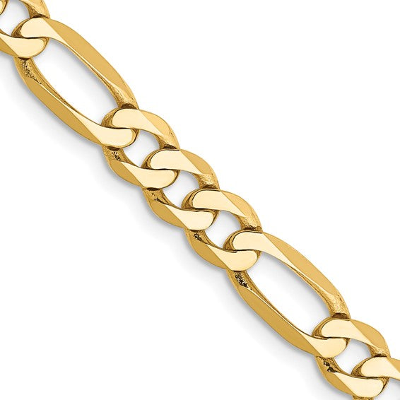 14k 5.25mm Concave Open Figaro Chain