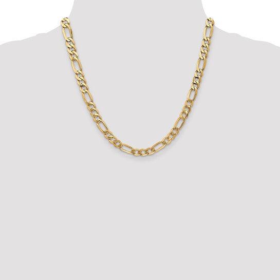 14k 7mm Flat Figaro Chain