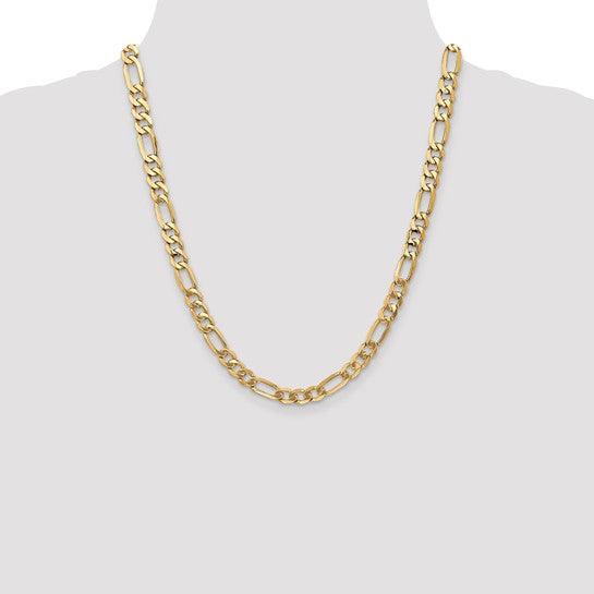 14k 7mm Flat Figaro Chain