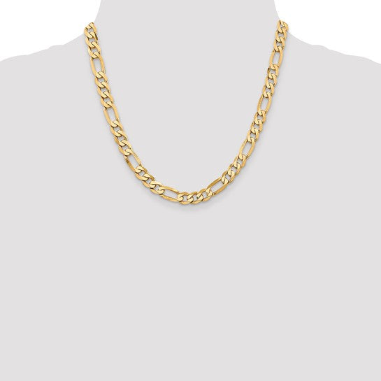 14k 7.5mm Flat Figaro Chain