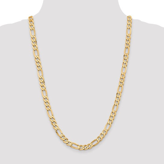 14k 7.5mm Flat Figaro Chain