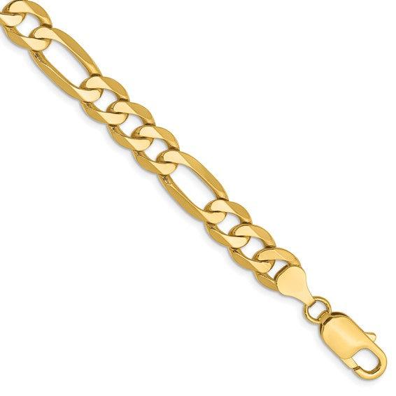 14K Yellow Gold Flat Figaro Bracelet - Seattle Gold Grills