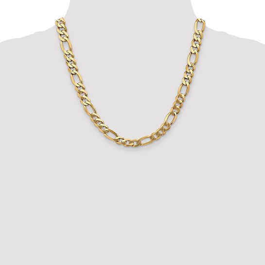 14k 8.75mm Flat Figaro Chain