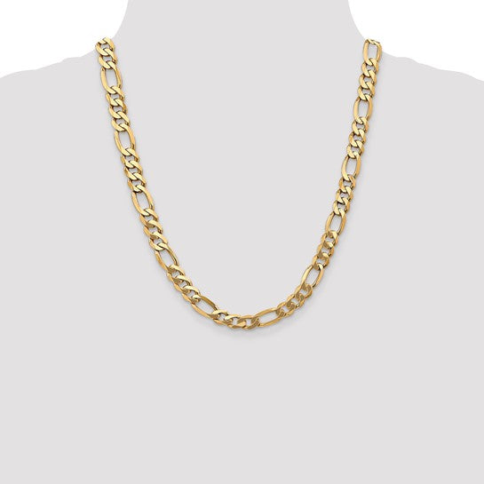 14k 8.75mm Flat Figaro Chain