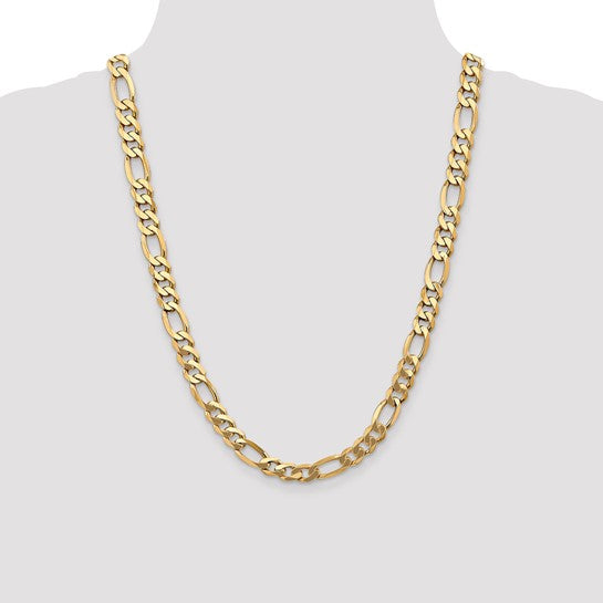 14k 8.75mm Flat Figaro Chain