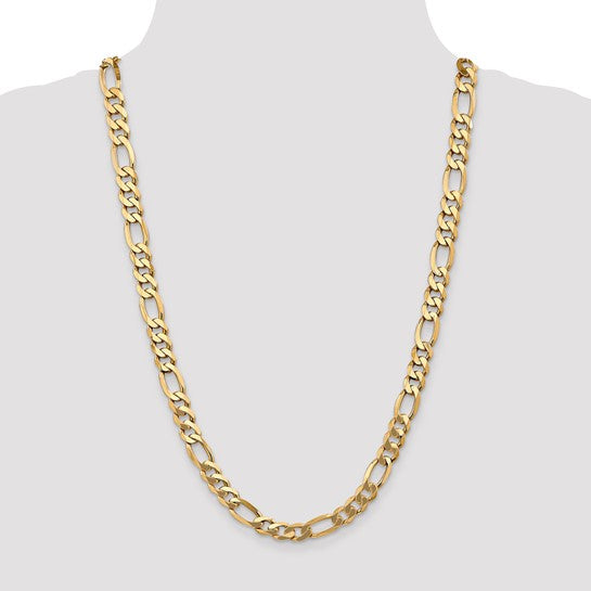 14k 8.75mm Flat Figaro Chain