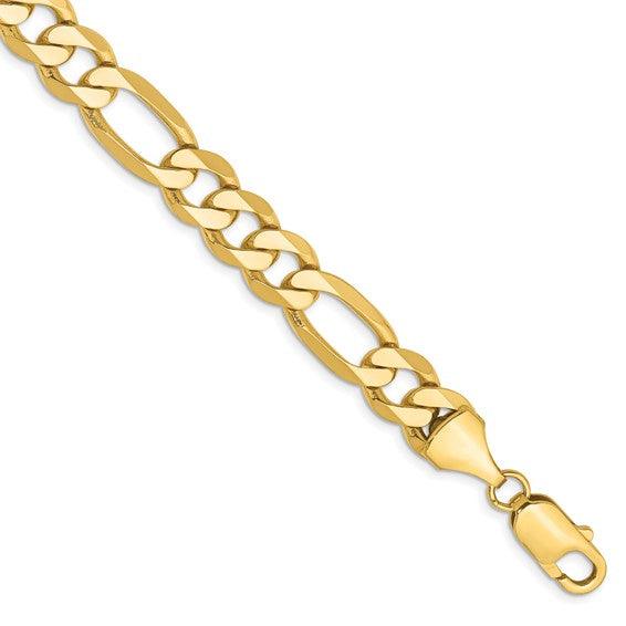 14K Yellow Gold Flat Figaro Bracelet - Seattle Gold Grills