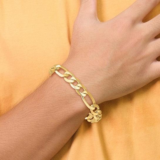 14k 10mm Flat Figaro Bracelet