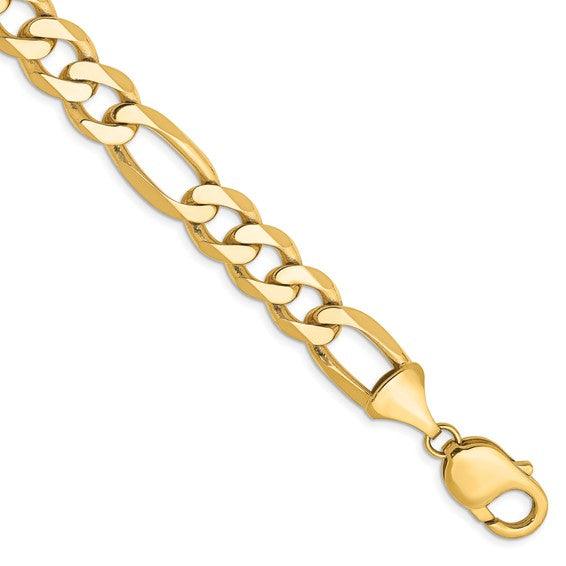 14k 10mm Flat Figaro Bracelet