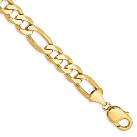 14K Yellow Gold Flat Figaro Bracelet - Seattle Gold Grills