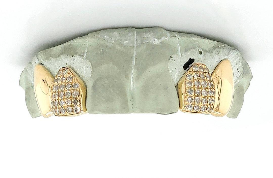 4pc Gold Diamond Incisor Grillz