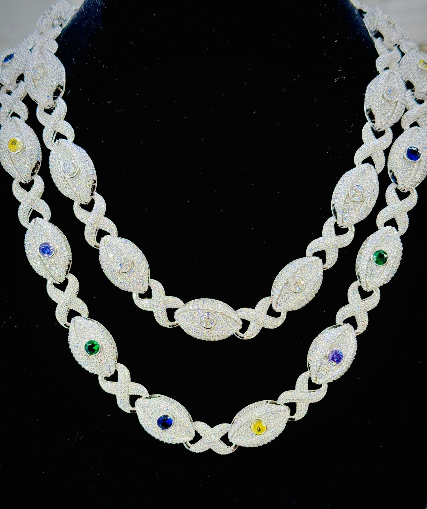 Silver Moissanite Evil Eye Infinity Chain