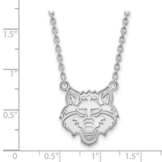 White Gold Arkansas State University Pendant w-Necklace