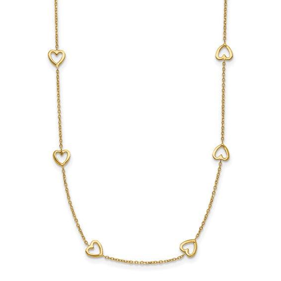 Gold Open Hearts on Chain Necklaces