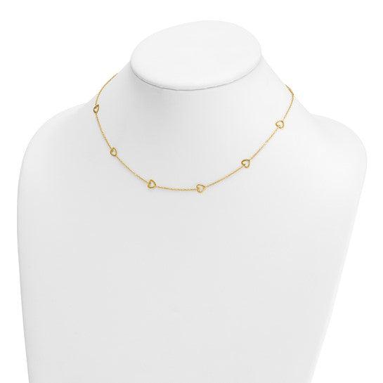 Gold Open Hearts on Chain Necklaces