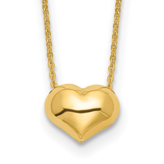 14k Polished Puffed Heart Necklace
