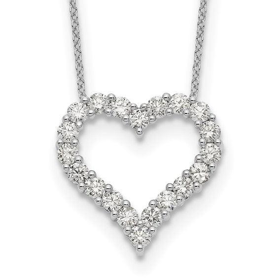 14K White Gold 1.50ct Lab Grown Diamond Open Heart Necklace