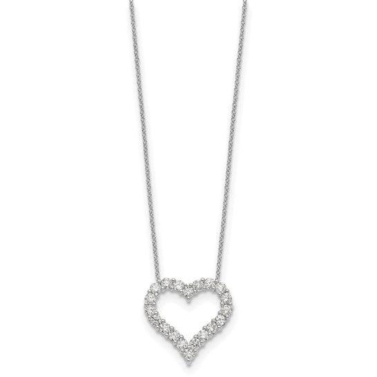 14K White Gold 1.50ct Lab Grown Diamond Open Heart Necklace