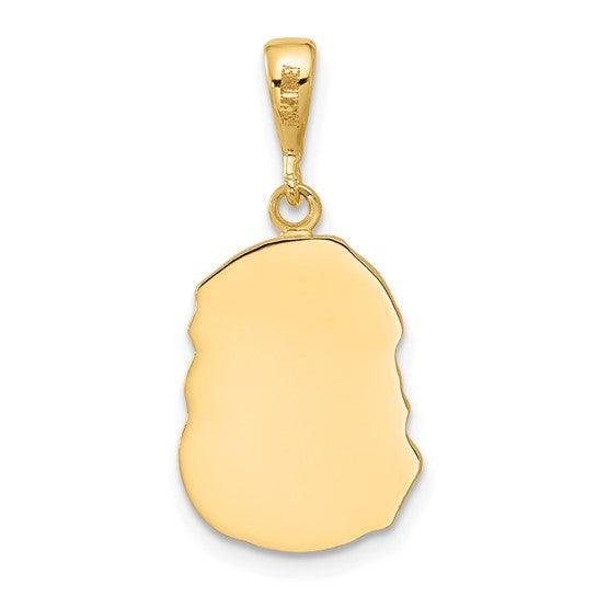 14K Satin and Diamond-cut Jesus Medal Pendant