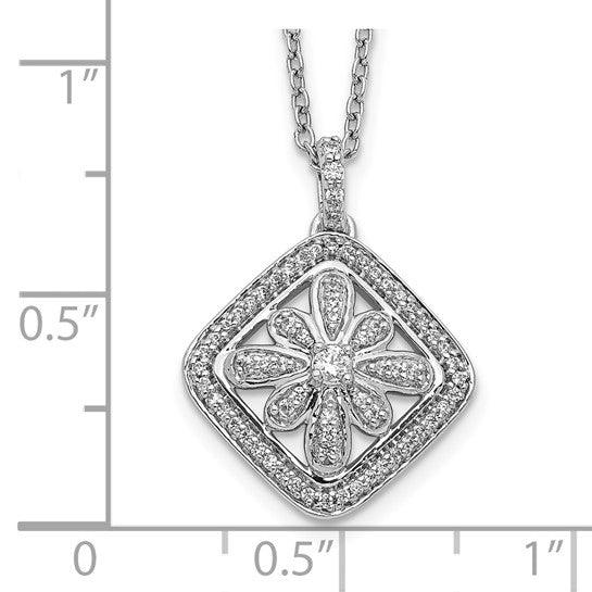 14k White Gold Diamond Vintage Necklace