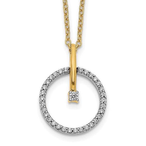 14k Two-tone Diamond Circle Necklace