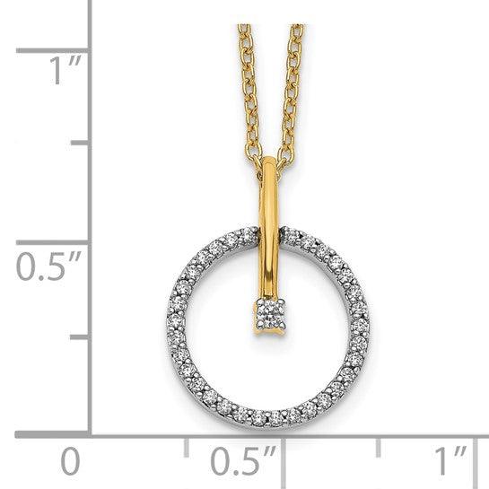 14k Two-tone Diamond Circle Necklace