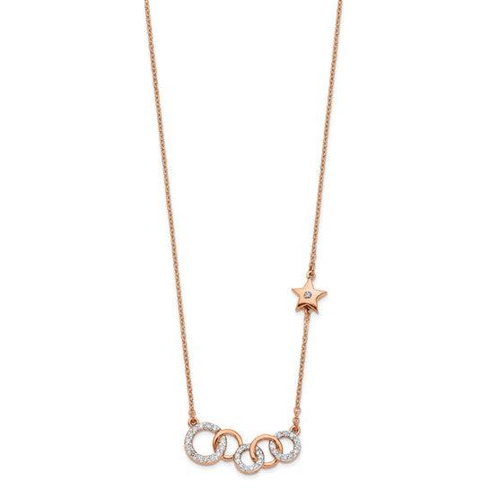 14k Rose Gold Diamond Circles with Star Necklace