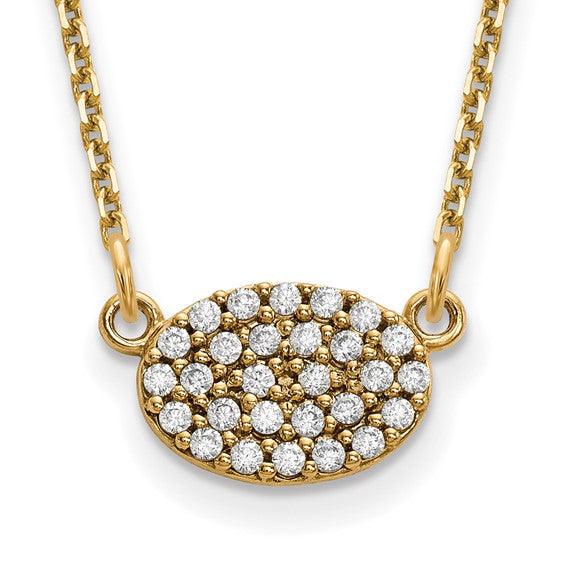 14k Diamond Cluster Oval Necklace