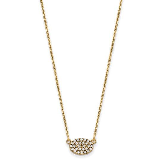 14k Diamond Cluster Oval Necklace