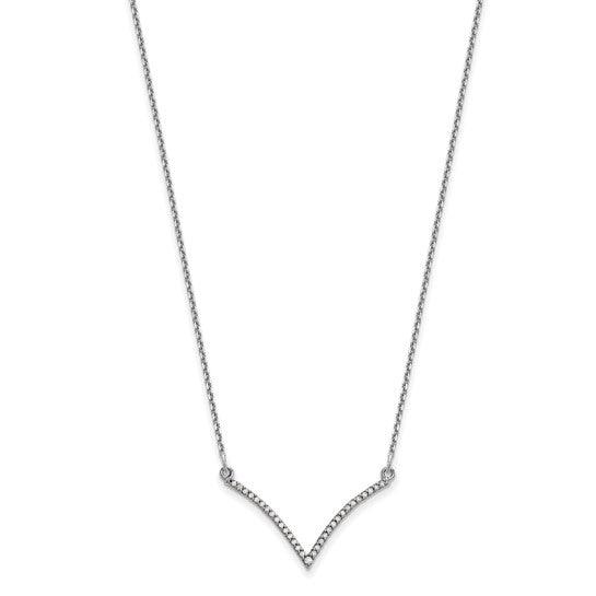 14k Gold Diamond V Necklace