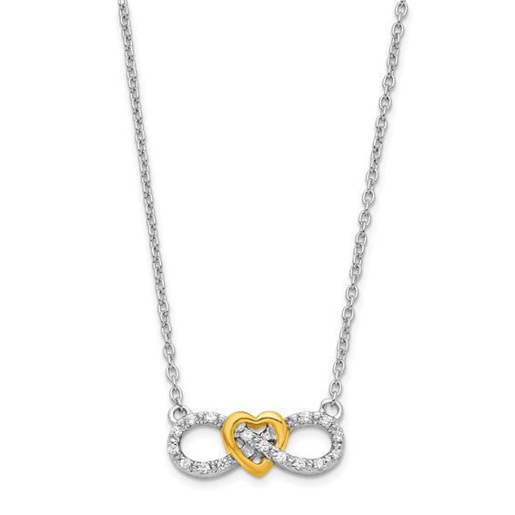 Diamond or White Sapphire Heart Infinity Necklaces