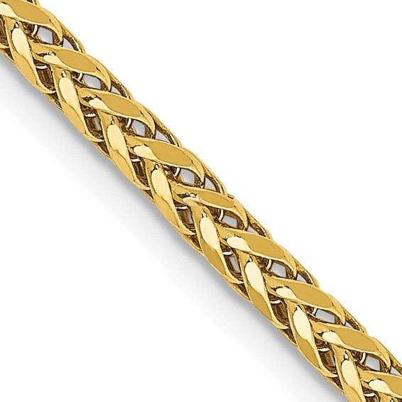 14k 2.50mm Semi-solid Diamond Cut Wheat Chain