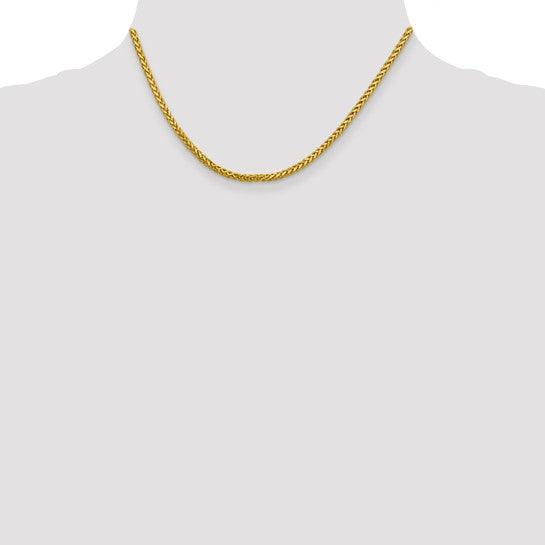 14k 2.50mm Semi-solid Diamond Cut Wheat Chain