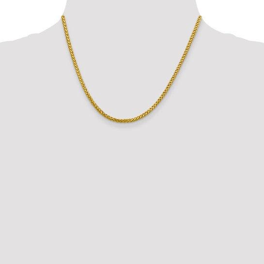 14k 2.50mm Semi-solid Diamond Cut Wheat Chain