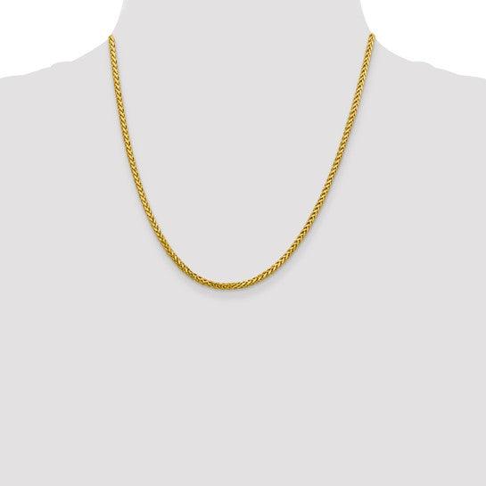 14k 2.50mm Semi-solid Diamond Cut Wheat Chain