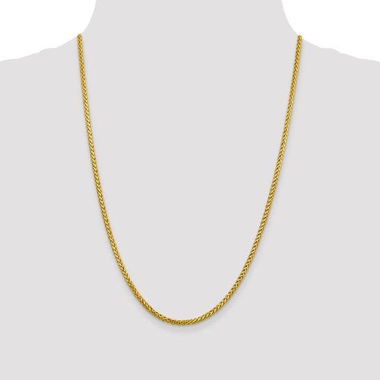 14k 2.50mm Semi-solid Diamond Cut Wheat Chain