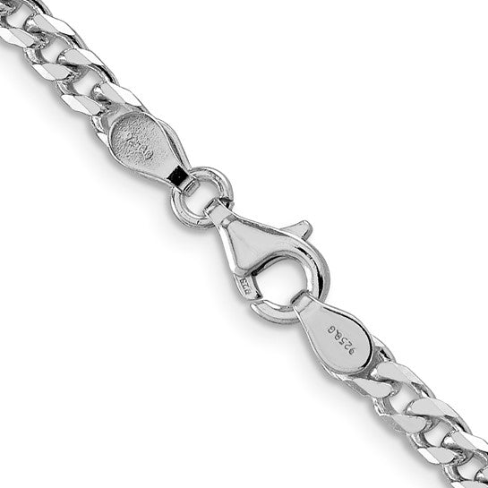 Sterling Silver Rhodium-plated 3.5mm Curb Chain