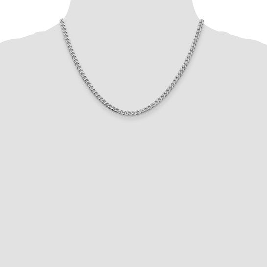 Sterling Silver Rhodium-plated 3.5mm Curb Chain