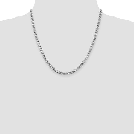 Sterling Silver Rhodium-plated 3.5mm Curb Chain