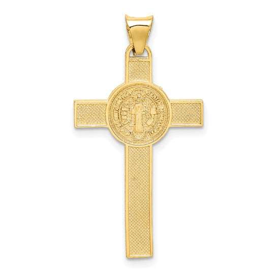 14k Two-Tone St. Benedict Medal Crucifix Cross Pendant