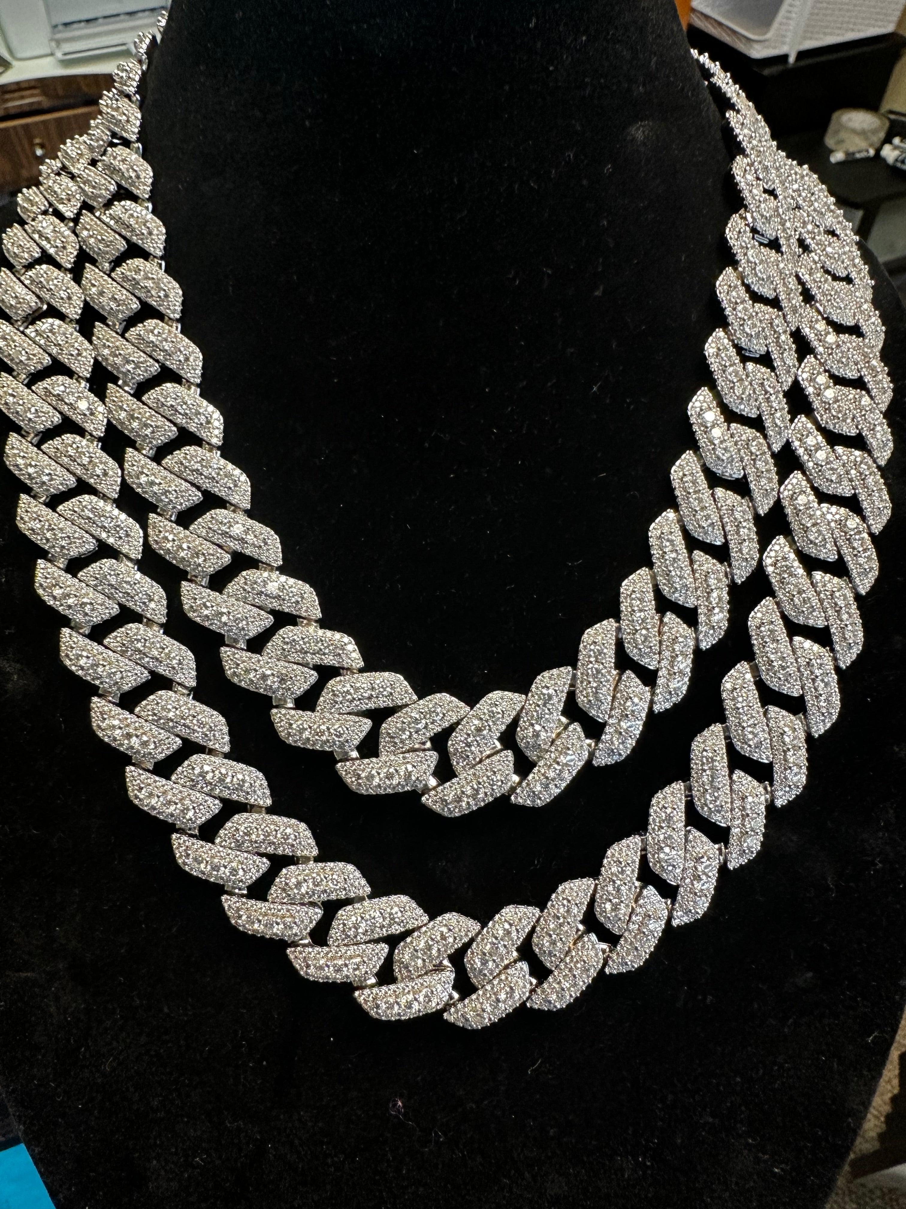 Silver 20mm 3D Moissanite Cuban Link Chain