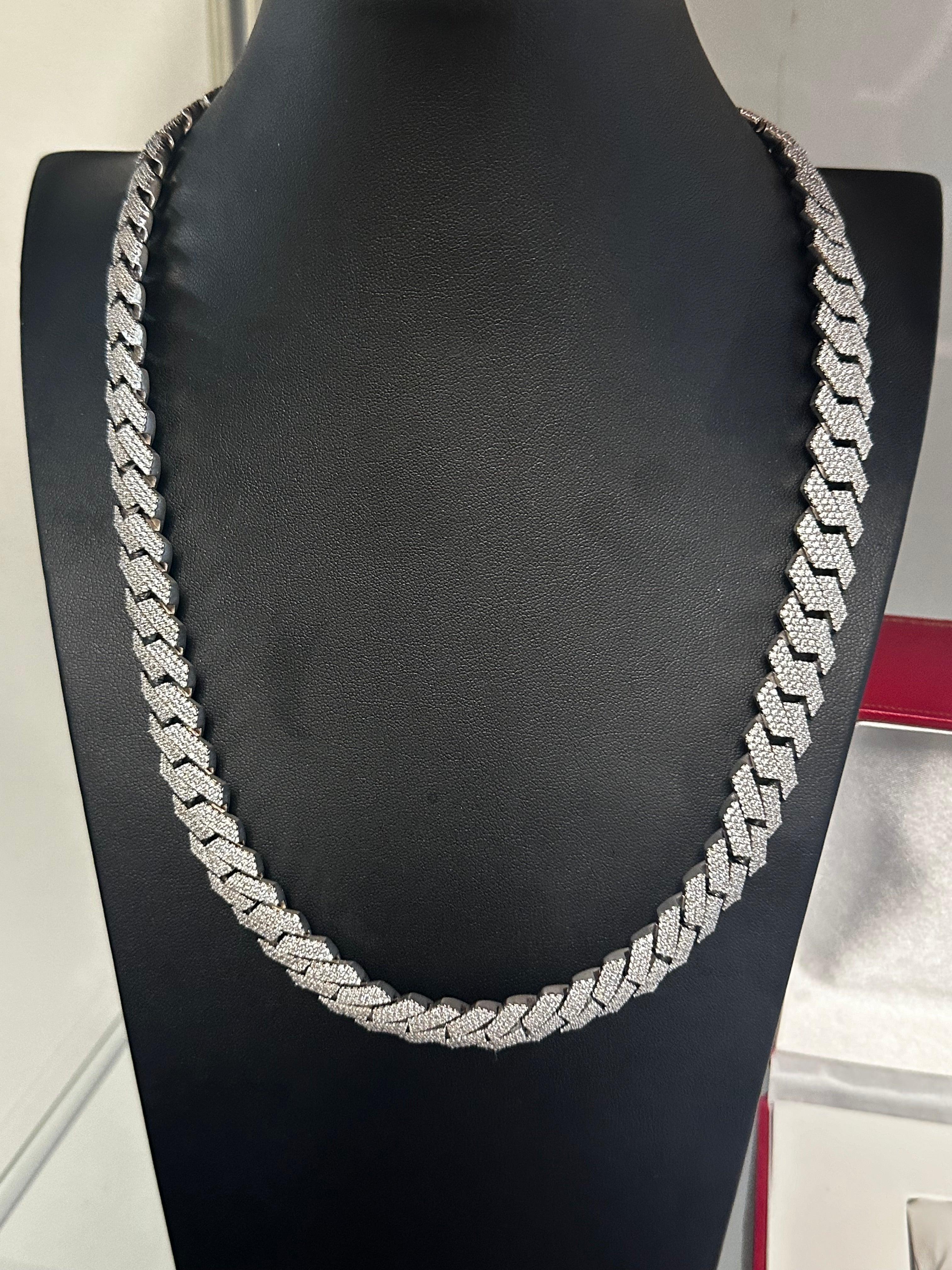 Silver 14mm Vvs Moissanite Cuban Link Chain