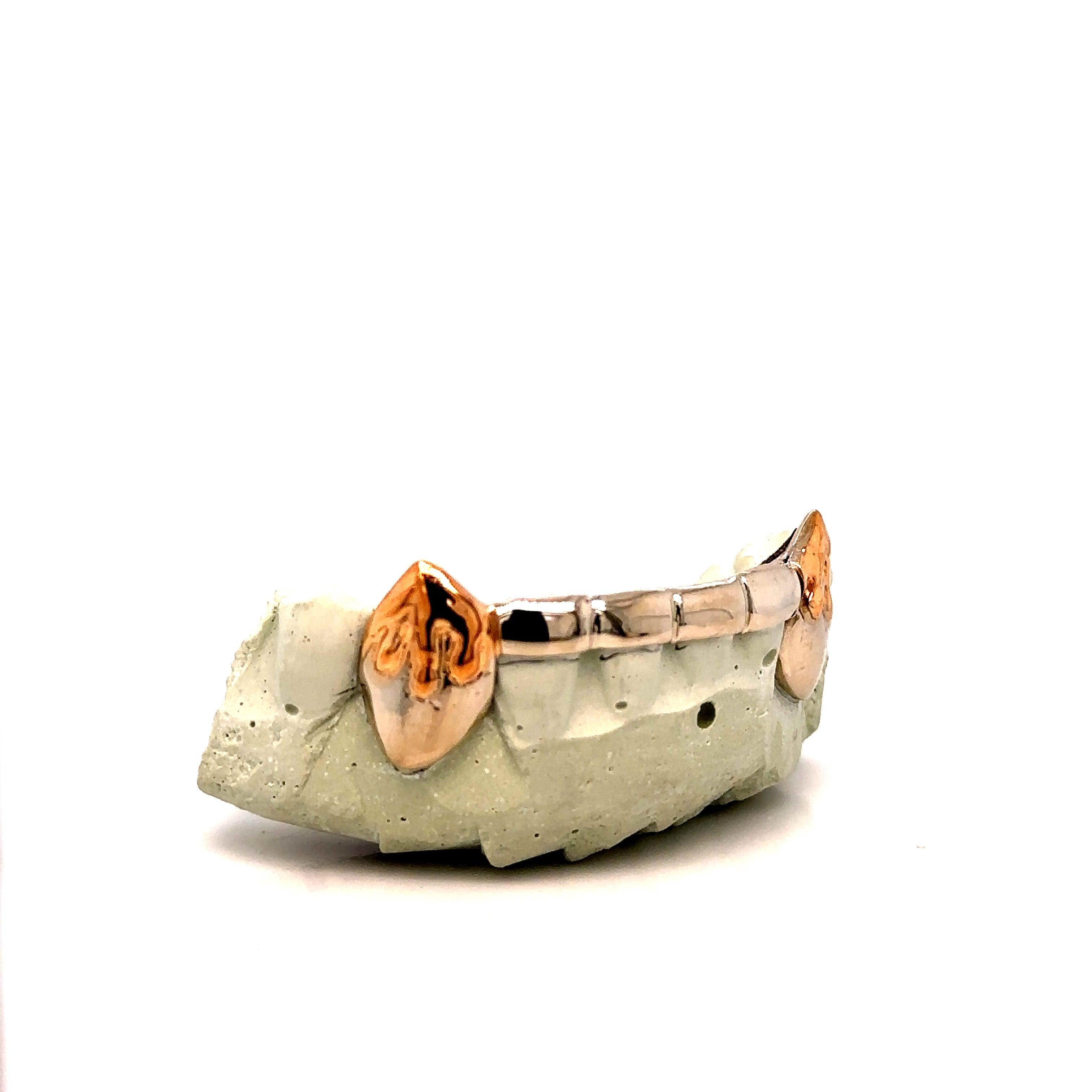 6pc White Gold Bar Rose Gold Drip Grillz