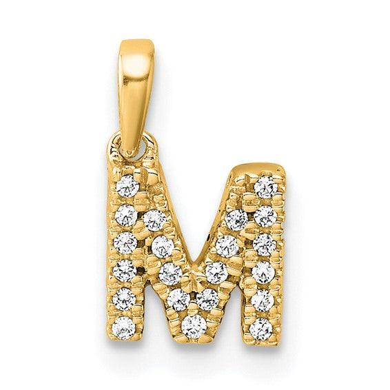 Gold Diamond M Pendant