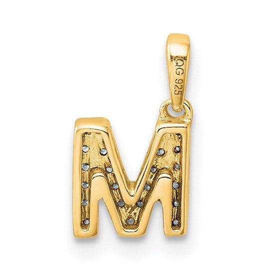 Gold Diamond M Pendant