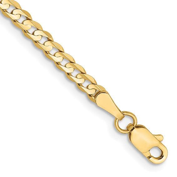 14K Yellow Gold 3mm Open Concave Curb Bracelet - Seattle Gold Grills