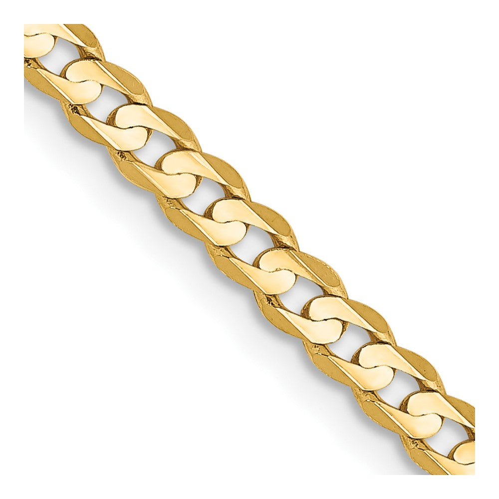 14K Yellow Gold Open Concave Curb Chain — 3 mm